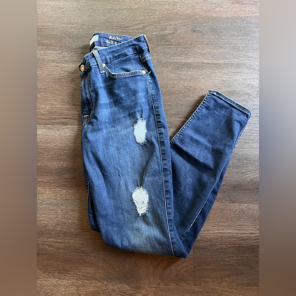 7 For All Mankind Distressed Ankle Skinny Jeans 28 nwot
